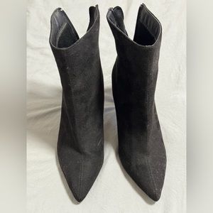 Bootie Size 8 Black Suede Zip Back